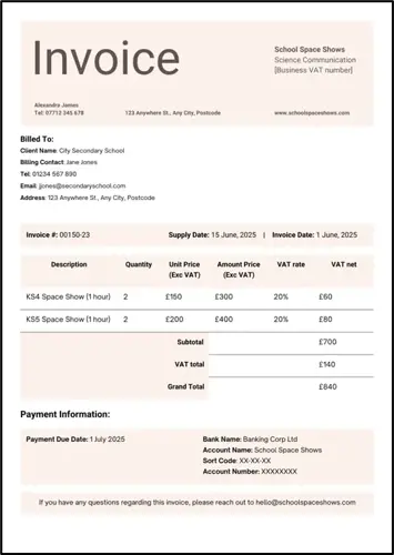 Sole trader invoice template example 2
