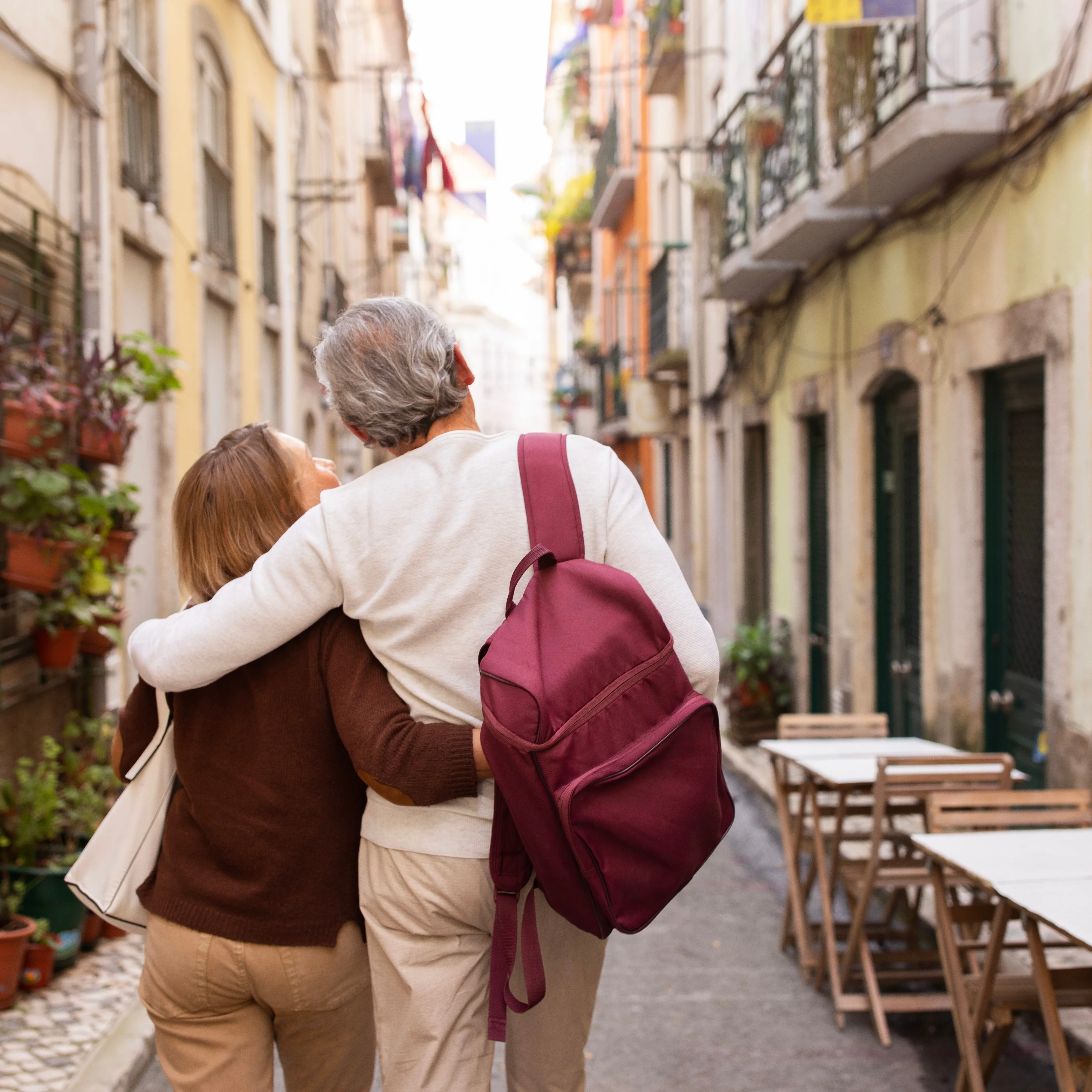 An Older Couple Walking Whilst On Holiday