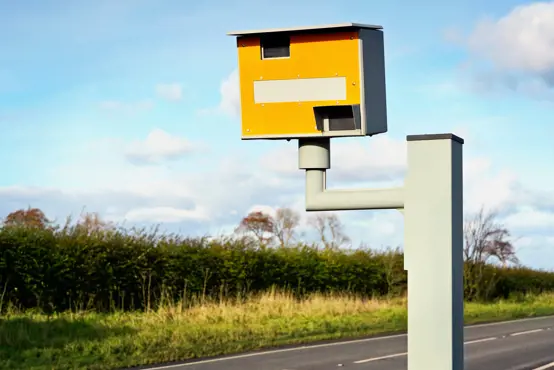 Radar speed camera on country road